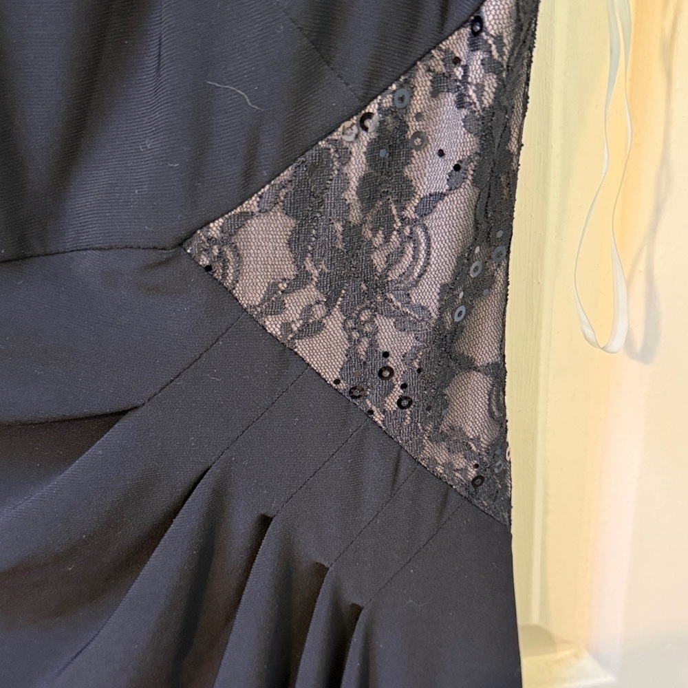 Chaps Black Midi Dress with Lace Accents - Picture 3 of 6